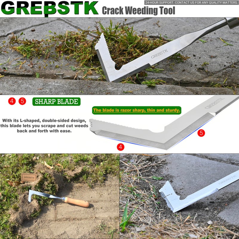 GREBSTK Crack Weeder Crevice Weeding Tool Manual Weeder Beech Handle Lawn Yard Gardening Tool - Image 4